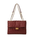 Dunkelrote gesteppte Schultertasche mit Rautenmuster und goldenem Metallverschluss - Burgunderrot