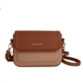 Sac bandoulière bicolore marron et kaki avec texture grain litchi et détails dorés - Marron