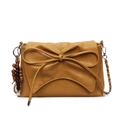 Bolso bandolera amarillo con lazo decorativo y colgante retro de cuentas de madera - Amarillo