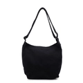 Bolso tote de lona negra minimalista con correa ajustable y gran capacidad para mujer - Negro