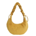 Borsa hobo a mezzaluna giallo acceso con manico arricciato e finitura opaca morbida - Giallo