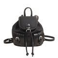 Klassischer schwarzer Damenrucksack mit zwei Taschen und silbernen Metallschnallen - Schwarz