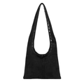 Bolso hobo negro de ante retro con remaches metálicos y gran capacidad de hombro - Negro