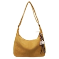 Gele suède hobo tas met koffiekopje hanger en lange verstelbare schouderband - Khaki