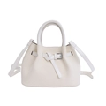 White woven bucket bag for women, stylish top handle crossbody handbag with knot detail. - White Without Pendant