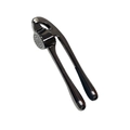 Manual garlic press made of zinc alloy with gun grey metallic finish on white background - Glossy Titanium Black Opp Bag