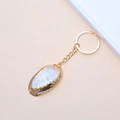 Detail of natural shell keychain with golden edges and iridescent mother of pearl texture - 10# (Iridescent Gloss Shell)