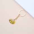 Golden seashell keychain with yellow enamel inlay and metallic ring for beach charms - 30# (Rainbow Gradient Shell)