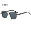 Macro detail of gunmetal steampunk sunglasses showing precision spring hinge mechanism - Gunmetal Frame Black Grey Lens