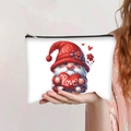 Borsa per cosmetici in tela con simpatico gnomo dei cartoni animati e cuore Love - Gnomo che tiene un cuore Love (jiayingpbb0340)