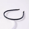 Handmade navy blue double-row crystal beaded headband with a sparkling minimalist design - Double-Row Crystal Navy Blue