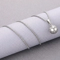 Polished silver stainless steel soccer ball pendant necklace with durable box chain - Box Chain Soccer / Silver
