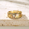 18K gold-plated adjustable ring featuring MOM letters and colorful zircon stones - Gold MOM Multi-color Zircon Style (11233)