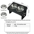 Adjustable black elevated dog feeder with dual 19cm stainless steel bowls for large dogs - Adjustable Style (Double Stainless Steel) - Black
