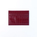 Slim burgundy card holder with crocodile pattern and multi-slot leather finish - Burgundy Crocodile Pattern