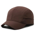 Dark brown five-panel outdoor sports cap in quick-dry synthetic fabric with grid texture - Adjustable / Coffee
