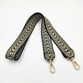 Bandoulière ethnique motif flèche vert et noir avec mousquetons dorés pour sacs - Style 9 Court