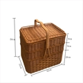 Brown wicker picnic basket with three nested layers and a sturdy handle for storage - Three-layer Picnic Basket 42x32x50cm