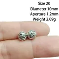 Silver alloy retro lantern charm beads with ethnic cloud patterns, 10mm diameter size - 20# (Diameter 10mm Hole 1.2mm)