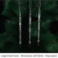 Set of 50 large crown icicle ornaments for Christmas tree decor, size 210x12mm - 210mm Large Crown Icicle
