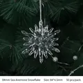 Pendentif flocon de neige en acrylique transparent avec ficelle argentée - 84mm / Flocon de Neige Anémone de Mer