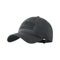 Vintage dark grey washed baseball cap with American flag embroidery and adjustable strap - Dark Gray (Gray Embroidery)