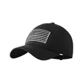 Washed black cotton baseball cap with American flag embroidery in monochrome style - Black (Gray Embroidery)