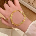 Verstellbares Mahjong-Armband mit Goldbeschichtung und Emaille-Anhängern für Damen - Goldenes Mahjong-Armband