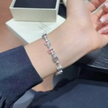 Mahjong-Armband aus S925 Silber mit rot-schwarzen Steinanhängern für Damen - Silbernes Mahjong-Armband