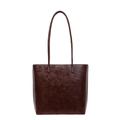 Sac fourre-tout marron foncé vintage en similicuir huilé au design rectangulaire - Marron