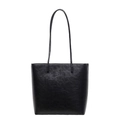 Sac fourre-tout noir minimaliste en cuir vintage avec grain fin et bandoulières - Noir