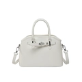 Bolso de mano color crema con herrajes plateados y correa de hombro ajustable y extraíble - Blanco