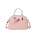 Elegante bolso tote rosa en forma de concha en cuero brillante con hebillas plateadas - Rosa
