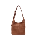 Braune geflochtene Hobo-Schultertasche aus hochwertigem PU-Leder mit langem Riemen - Braun
