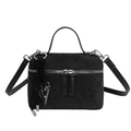 Sac à bandoulière minimaliste en daim noir avec pendentif cœur et pompon tissé - Noir