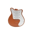 Sac bandoulière en forme de guitare marron et blanc avec rivets argentés et sangle - Marron