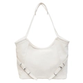 Sac fourre-tout minimaliste blanc en cuir PU avec boucles latérales et doubles anses - Blanc