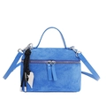 Mini sac à main carré en daim bleu vif avec un pendentif en forme de cœur argenté - Bleu