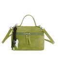 Mini sac à bandoulière en daim vert avec pendentif coeur et poignée arrondie - Vert