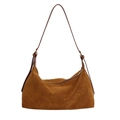 Bolso bandolera de ante marrón con correa ajustable y cierre de cremallera superior - Bolso Individual / Marrón