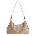 Bolso hobo de ante sintético café claro con correa ajustable y acabado mate estilo vintage - Bolso Individual / Caqui