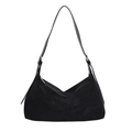 Bolso baguette retro en ante negro de gran capacidad con herrajes de metal dorado - Bolso Individual / Negro