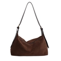 Bolso tote vintage de ante marrón oscuro con correa ajustable y gran capacidad - Bolso Individual / Marrón