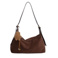 Borsa a spalla baguette in pelle scamosciata marrone scuro con ciondolo a stella - Ciondolo a stella incluso / caffè