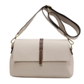 Creamy white leather small square crossbody bag with wide strap and gold hardware - Off White