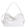 Borsa tote vintage in pelle bianca con motivo litchi, fibbia e tracolla - Bianco