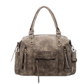 Vintage Tragetasche in Rauchgrau mit Fransenreißverschlüssen und abnehmbarem Gurt - Khaki