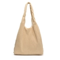 Minimalist beige corduroy tote bag with wide strap and soft textured fabric finish - Beige