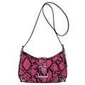 Borsa a tracolla rosa e nera con motivo a serpente, fibbie argentate e cinturino regolabile - Rosa Rosso