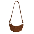 Sac bandoulière vintage marron en daim mat avec détails de coutures élégantes - Marron